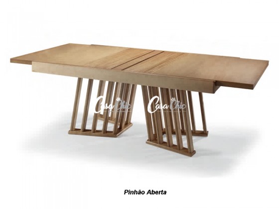 Mesa de Jantar Suiça 1146 Elastica Extensivel  1.80 ou 2.40 x 0.90 Retangular