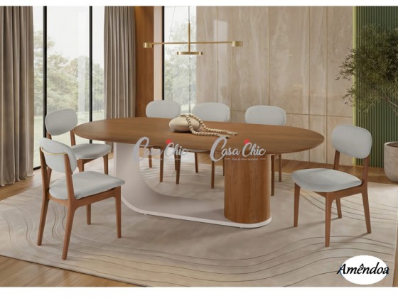 Conjunto Mesa de Jantar Enzo Dallas com 08 Cadeiras 2.00 x 1.00 Retangular