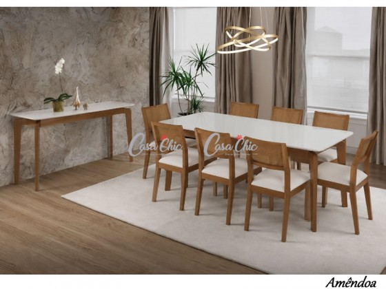 Conjunto Mesa de Jantar Euclar Lima Texas com 08 Cadeiras 1.80 x 0.90 Retangular