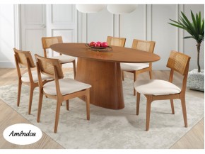 Conjunto Mesa de Jantar Euclar Monaco Dallas com 06 Cadeiras 1.80 x 1.00 Oval