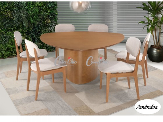 Conjunto Mesa de Jantar Euclar Palheta Dallas com 06 Cadeiras 1.60 x 1.60 Triangular