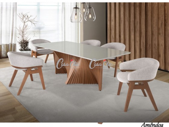 Conjunto Mesa de Jantar Euclar Sofia Dubai com 06 Cadeiras 1.80 x 0.90 Retangular