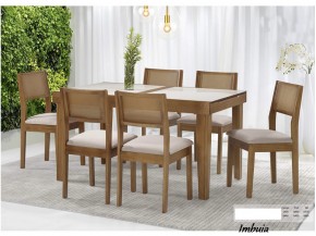 Conjunto Mesa de Jantar Caprice Elastica Extensivel com 06 Cadeiras 1.40 ou 1.95 x 0.85 Retangular
