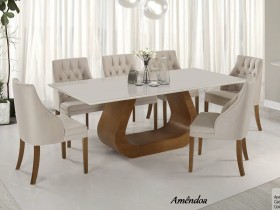 Conjunto Mesa de Jantar com 08 Cadeiras Dubai e Mesa Dubai Retangular 2.20 x 1.00 Fragamar Moveis Conjunto Mesa de Jantar com 08 Cadeiras Dubai e Mesa Dubai Retangular 2.20 x 1.00 Fragamar Moveis