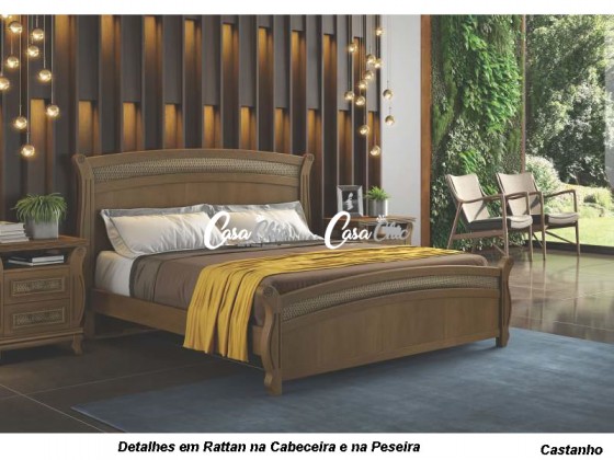 Cama Casal Apolo com Rattan