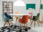Conjunto Mesa de Jantar com 06 Poltronas Giratorias Iasmin e Mesa Glenda 1.20 x 1.20 Redonda