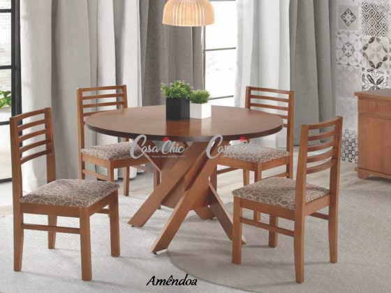 Conjunto Mesa de Jantar Bali com 04 Cadeiras 1.20 x 0.20 Redonda