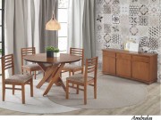 Conjunto Mesa de Jantar Bali com 04 Cadeiras 1.20 x 0.20 Redonda