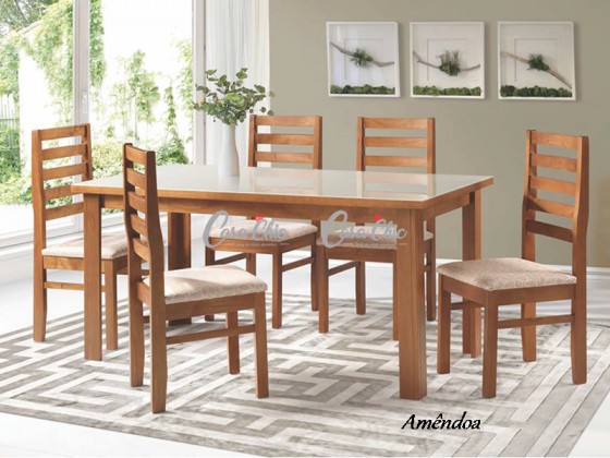Conjunto Mesa de Jantar Cali Veneza com 06 Cadeiras 1.20 x 0.80 Retangular