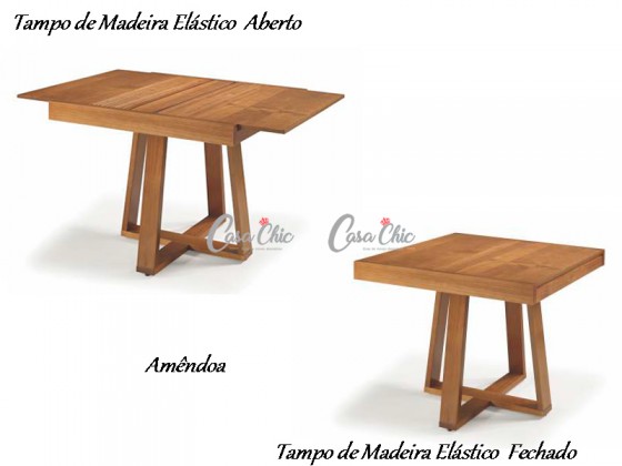 Mesa de Jantar Dubai Elastica Extensivel 0.90 ou 1.30 x 0.80 Retangular