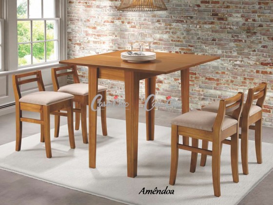 Conjunto Mesa de Jantar Moscou Dubai Dobravel com 04 Banquetas 0.90 x 0.90