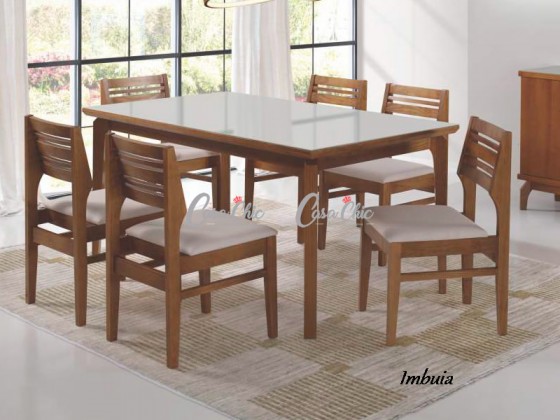 Conjunto Mesa de Jantar Paris com 06 Cadeiras 1.60 x 0.90 Retangular