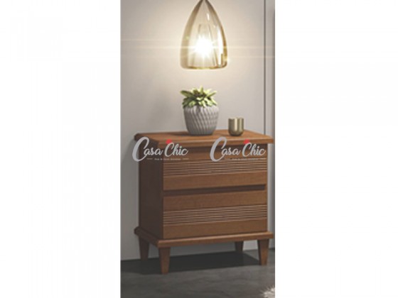 Mesa de Cabeceira Criado Mudo com Frisos 02 e Gavetas Lisboa