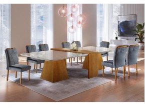 Conjunto Mesa de Jantar Mundial Rubi com 12 Cadeiras 2.70 x 1.35 Retangular