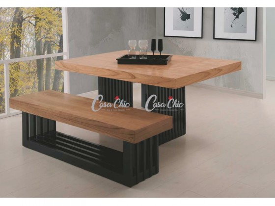 Conjunto Mesa de Jantar Margot com 02 Bancos 1.60 x 1.08 Retangular