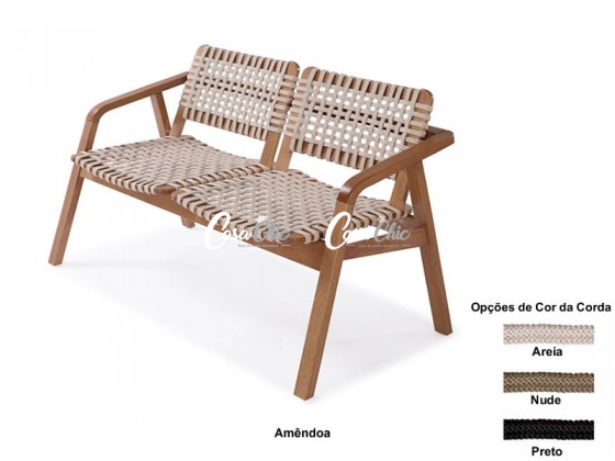 Namoradeira Sofa com Corda 02 Lugares 1.24 m 3364 Itaparica de Madeira Maciça