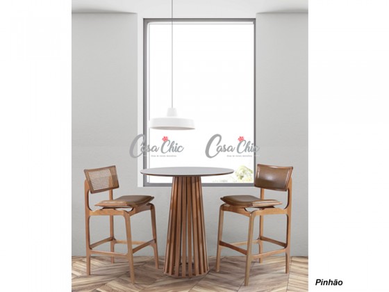 Conjunto Mesa Bistro Safira Cristal com 02 Banquetas 0.80 x 0.80 Redonda