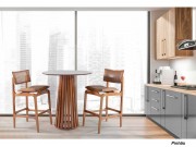 Conjunto Mesa Bistro Safira Cristal com 02 Banquetas 0.80 x 0.80 Redonda