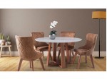 Conjunto Mesa de Jantar Malibu 1.40 x 1.40 Redonda com 06 Cadeiras Jordana