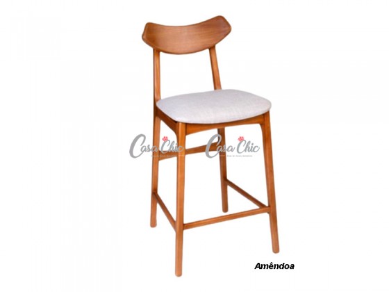 Banqueta Prisma Argelia Encosto em Madeira