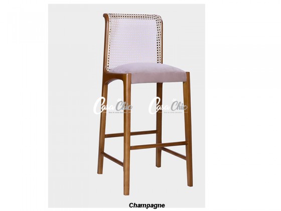 Banqueta em Madeira Maciça com Encosto em Tela BBAR14 Bragança