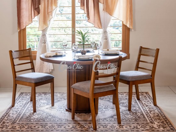 Conjunto Mesa de Jantar Realce Fenix com 04 Cadeiras 1.30 x 1.30 Redonda
