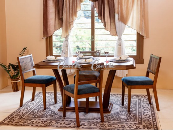 Conjunto Mesa de Jantar Realce Veneza com 04 Cadeiras 1.72 x 1.02 Retangular