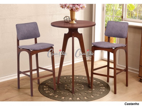 Conjunto Mesa Bistro Tatui com 04 Banquetas 0.70 x 0.70 Redonda