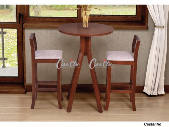 Conjunto Mesa Bistro Aquiles com 02 Banquetas 0.70 x 0.70 Redonda
