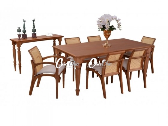 Conjunto Mesa de Jantar Maraisa Hanna com 06 Cadeiras com Encosto em Tela 1.80 x 1.00 Retangular 