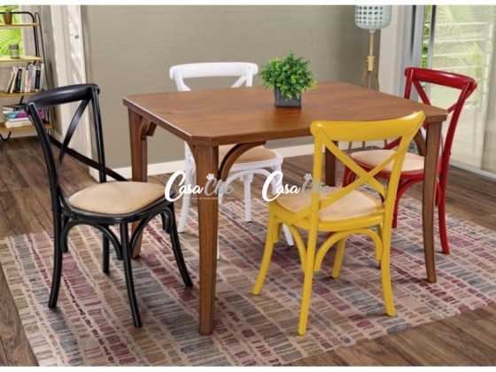 Conjunto Mesa de Jantar Dallas Xangai com 04 Cadeiras 1.20 x 0.92 Retangular