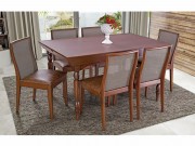 Conjunto Mesa de Jantar Cancum Mariana Elastica Extensivel com 10 Cadeiras com Encosto em Tela 1.53 ou 2.28 x 0.96 Retangular