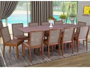 Conjunto Mesa de Jantar Cancum Mariana Elastica Extensivel com 10 Cadeiras com Encosto em Tela 1.53 ou 2.28 x 0.96 Retangular