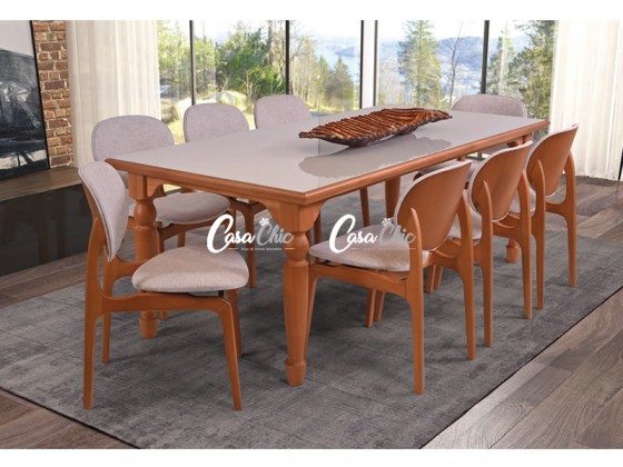 Conjunto Mesa de Jantar Maraisa Yano com 08 Cadeiras 2.20 x 1.00 Retangular