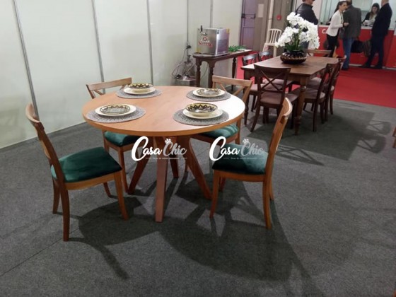 Conjunto Mesa de Jantar Bianca 1.20 x 1.20 Redonda com 04 Cadeiras Miami
