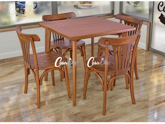 Conjunto Mesa de Jantar Country 0.82 x 0.82 Quadrada com 04 Cadeiras Country