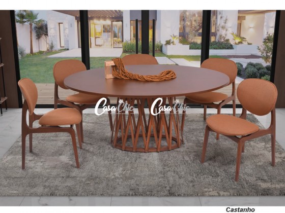 Conjunto Mesa de Jantar Xingu Yano com 06 Cadeiras 1.80 x 1.30 Oval