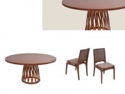 Conjunto Mesa de Jantar com 06 Cadeiras com Encosto em Tela Tikal e Mesa Xingu Redonda 1.60 x 1.60