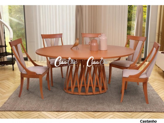 Conjunto Mesa de Jantar Xingu Jabuti com 06 Cadeiras 1.80 x 1.30 Oval