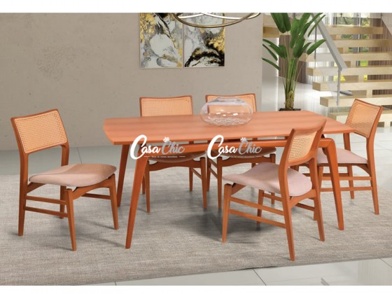 Conjunto Mesa de Jantar Olmeca Xavante com 06 Cadeiras 1.80 x 1.00 Retangular