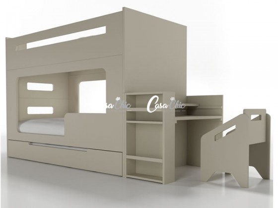 Beliche com Cama Auxiliar Triliche com Escrivaninha Timber Baby Lumi COM FRETE GRATIS